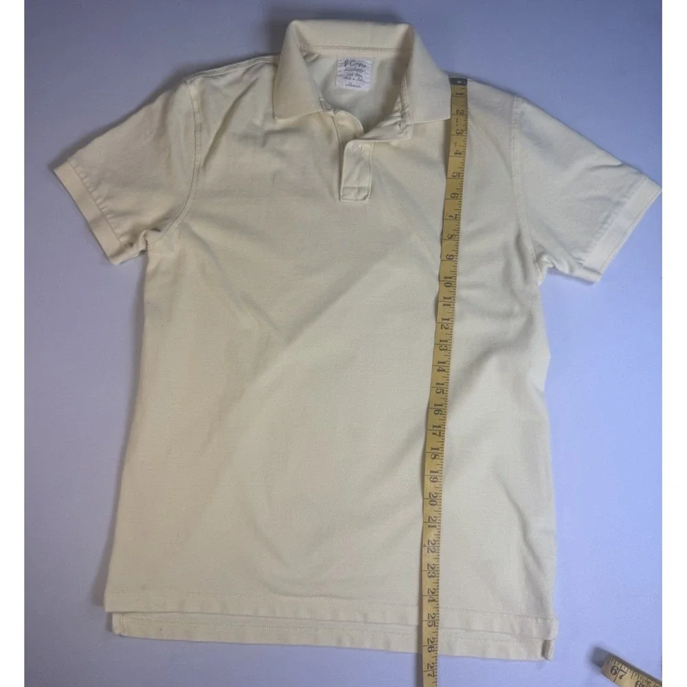 J Crew‎ Polo Adult Medium Yellow Blue Short Sleeve Preppy Surfer Logo Mens